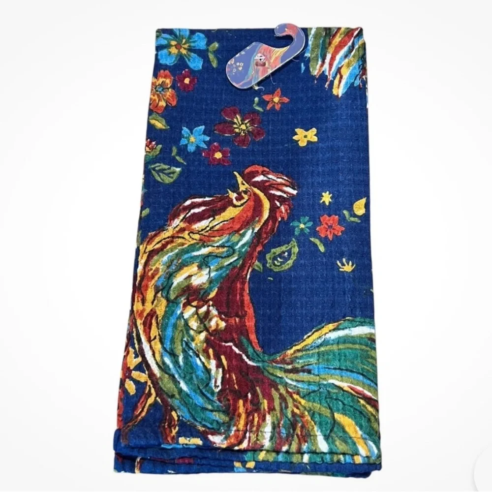 April Cornell Colorful Rooster Tea Towel - Picture 1 of 4